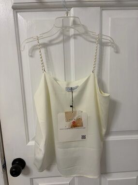 Chicwish Cream Pearl-Chain Cami
